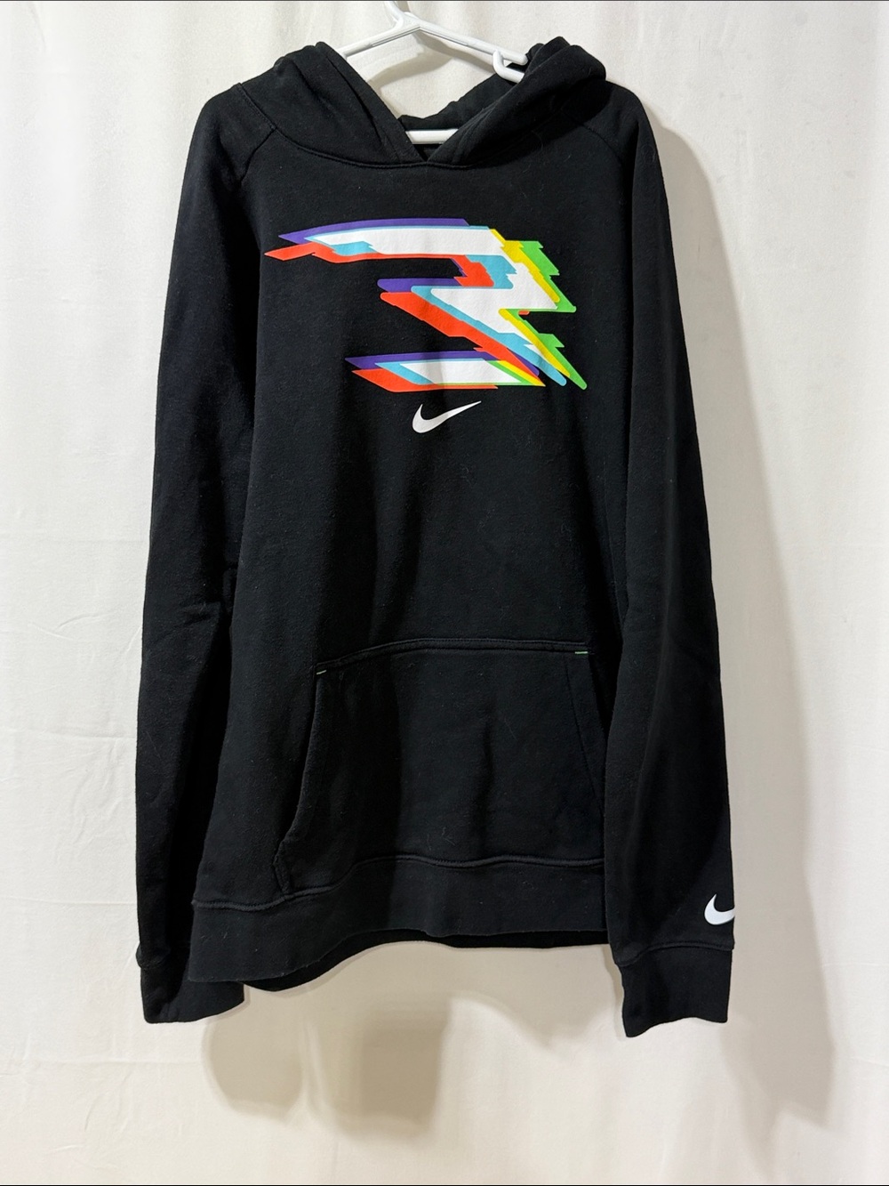 Nike Black Hooded sweatshirt with Multicolor Lightning Graphic